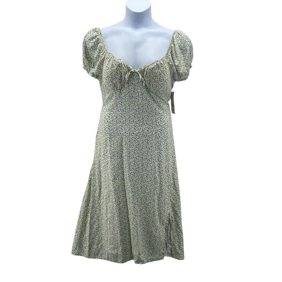 Coquette Midi Dress XXL Milkmaid Feminine Floral Prairie Yellow Hippie Soft Girl - Picture 1 of 15